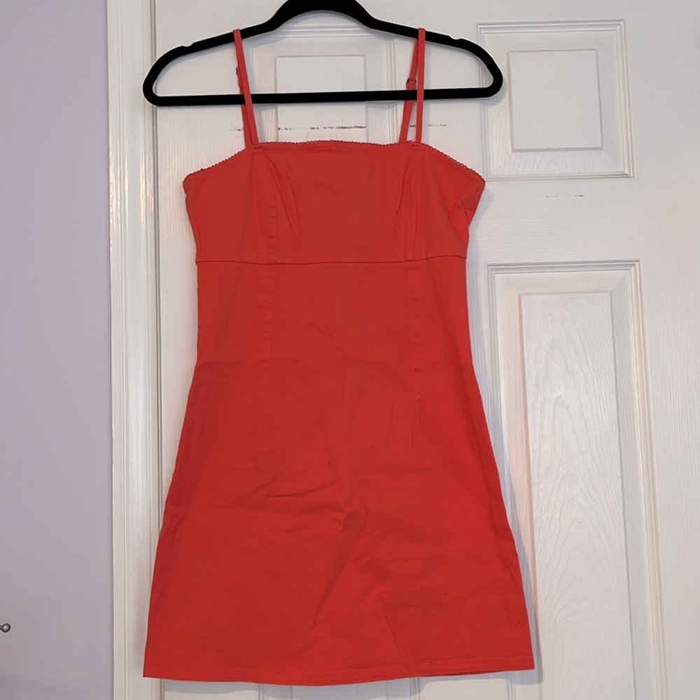 simple salmon color mini dress